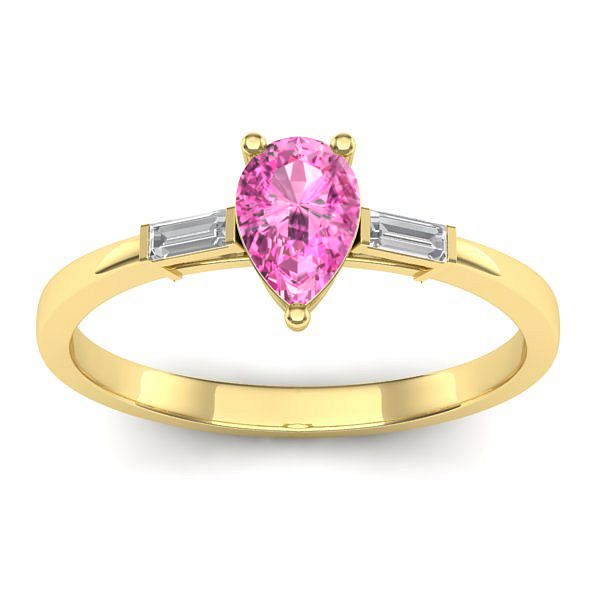 Inel cu safir roz lacrima