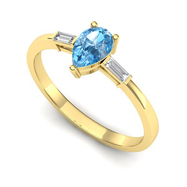 Inel de logodna din aur galben cu topaz blue