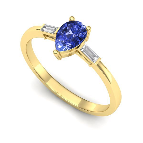 Inel logodna din aur galben cu tanzanit
