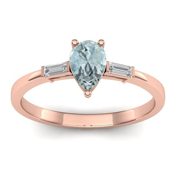 Inel logodna cu aquamarin lacrima