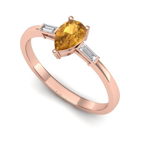 Inel din aur roz cu citrin