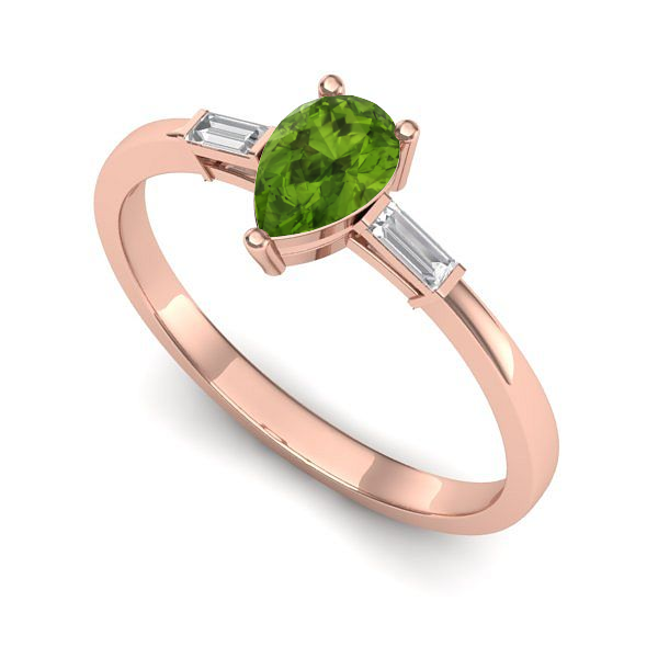 Inel din aur roz cu peridot