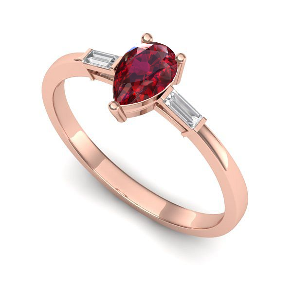 Inel din aur roz cu rubin