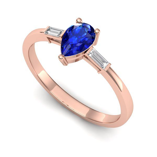 Inel logodna din aur roz cu safir