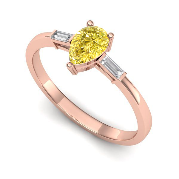 Inel logodna din aur roz cu safir galben