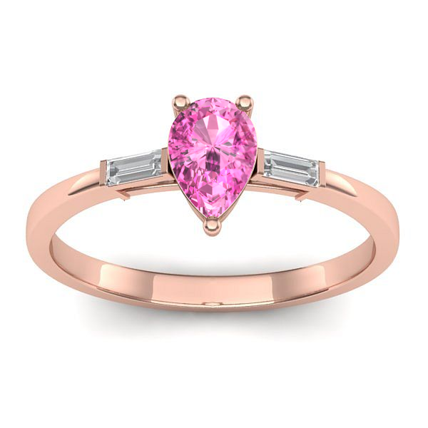 Inel logodna cu safir roz lacrima