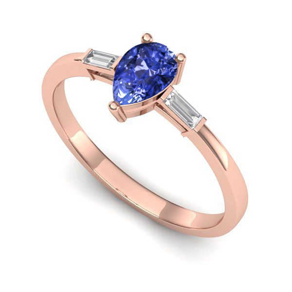 Inel logodna din aur roz cu tanzanit