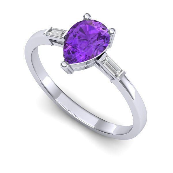 Inel logodna din aur alb cu ametist