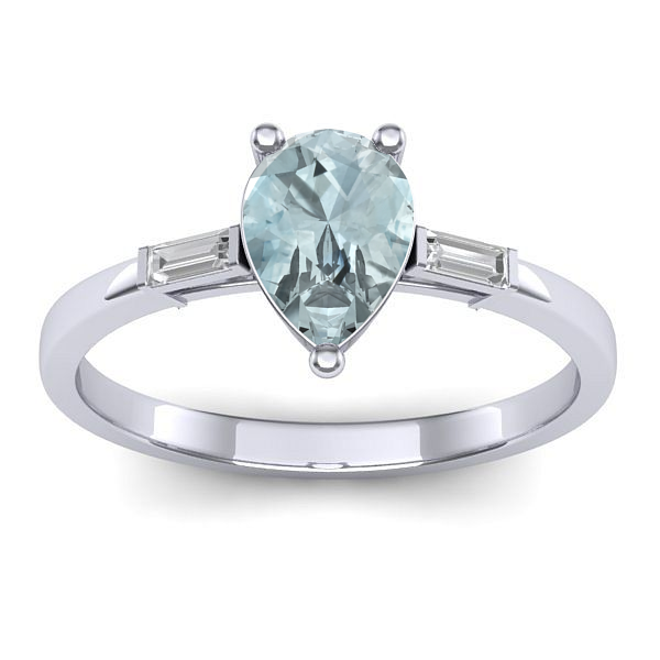 Inel de logodna cu aquamarin lacrima