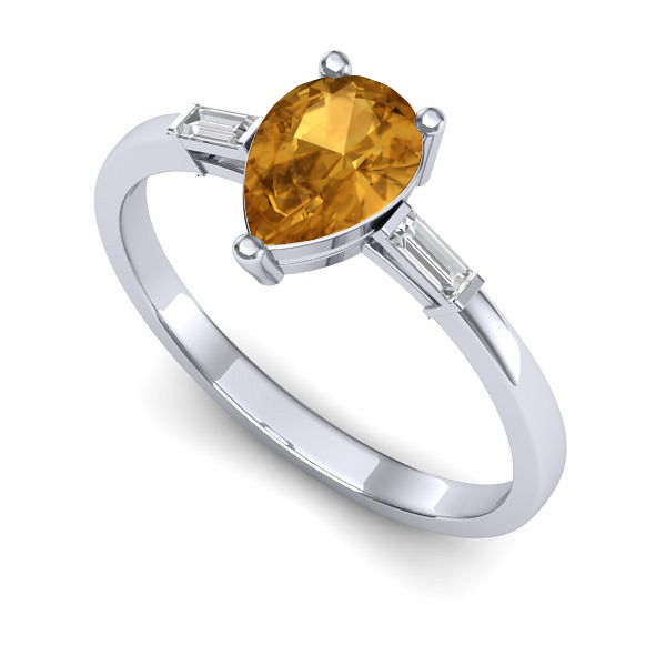 Inel din aur alb cu citrin