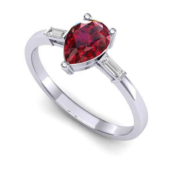 Inel din aur alb cu rubin