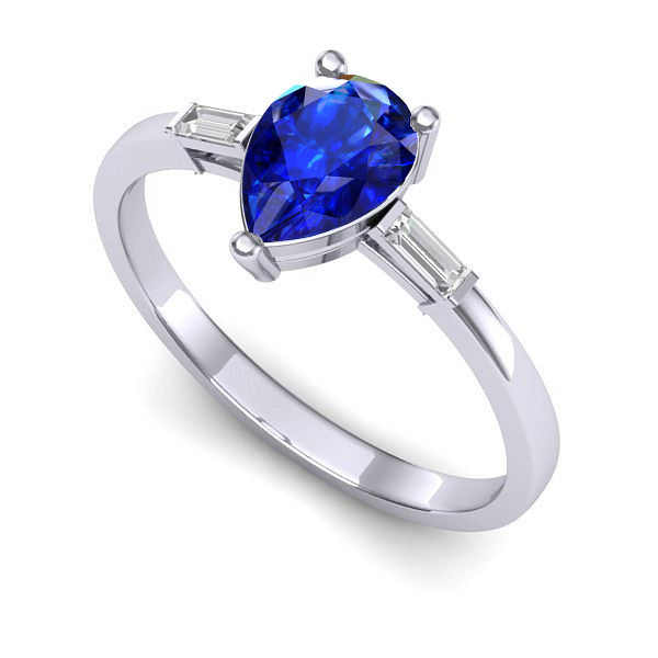 Inel din aur alb cu safir