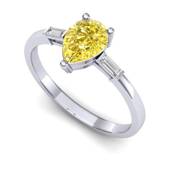 Inel logodna din aur alb cu safir galben