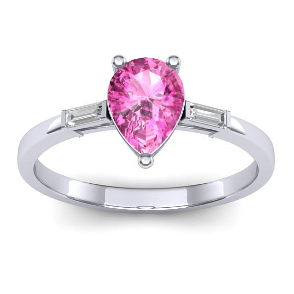 Inel de logodna cu safir roz lacrima