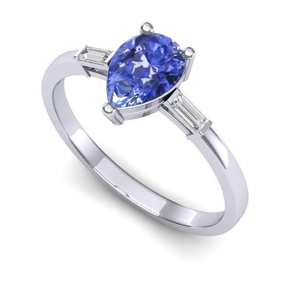 Inel de logodna din aur alb cu tanzanit