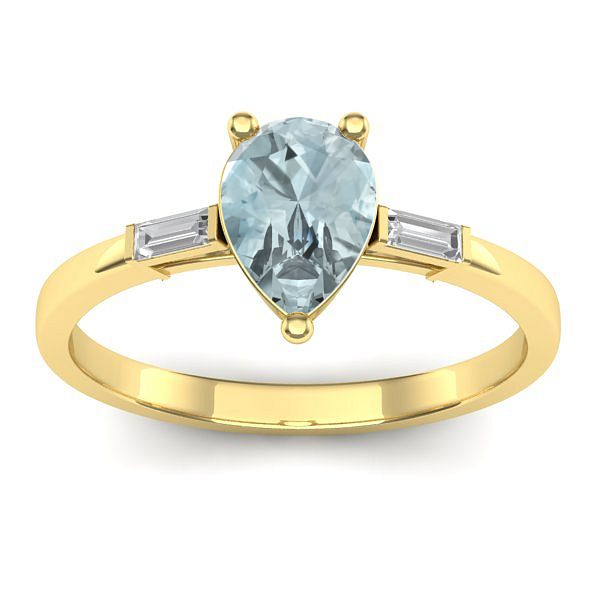 Inel logodna cu aquamarin lacrima