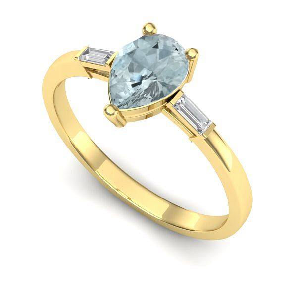 Inel din aur galben cu aquamarin
