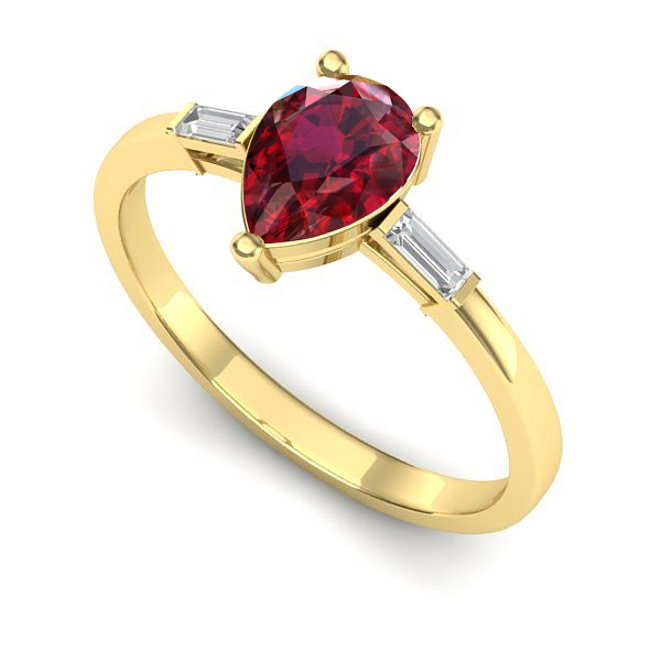 Inel logodna din aur galben cu rubin