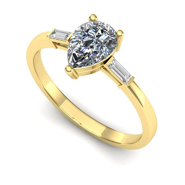 Inel de logodna din aur galben cu safir alb