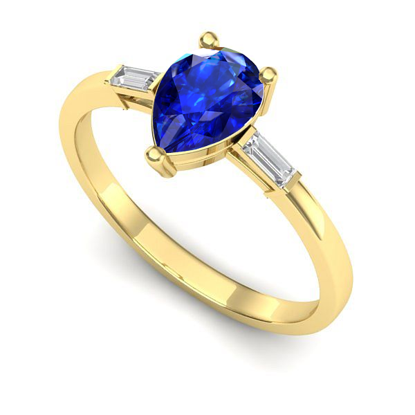 Inel de logodna din aur galben cu safir