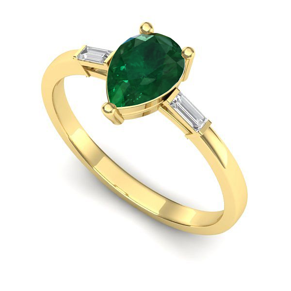 Inel de logodna din aur galben cu smarald