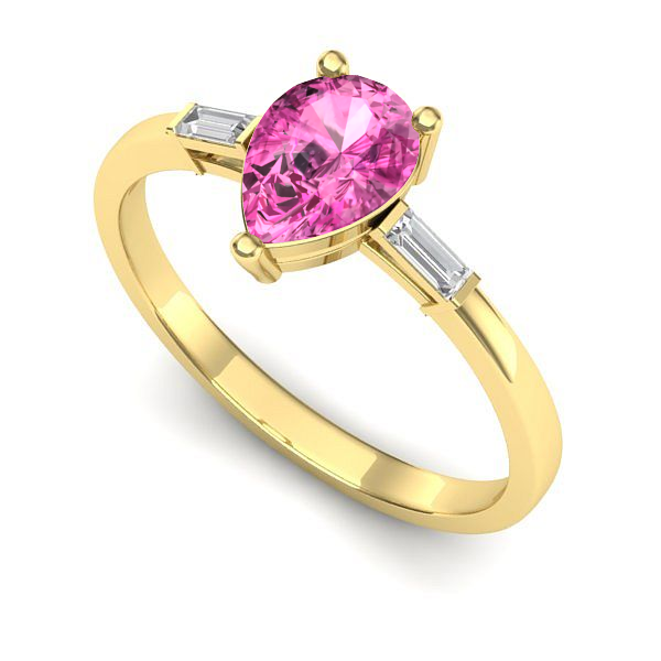 Inel din aur galben cu safir roz