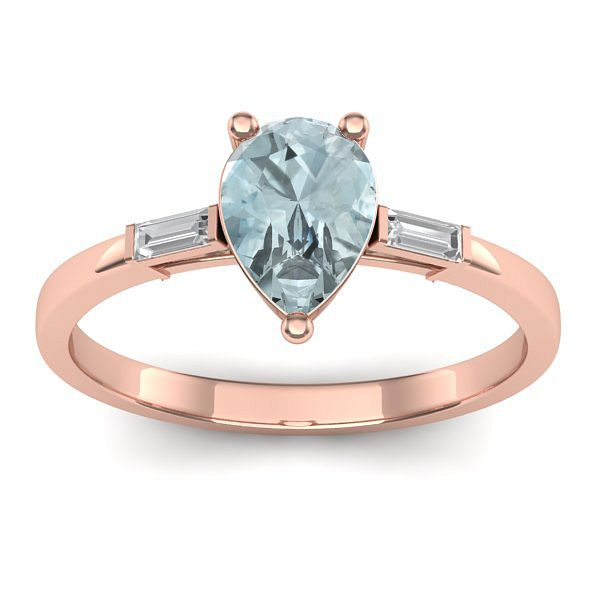 Inel logodna cu aquamarin lacrima