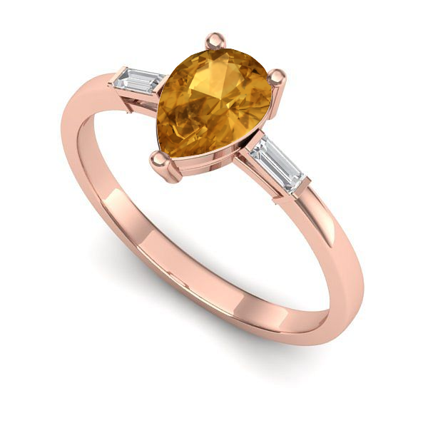 Inel logodna din aur roz cu citrin