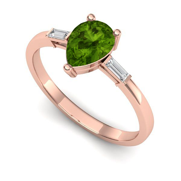 Inel logodna din aur roz cu peridot