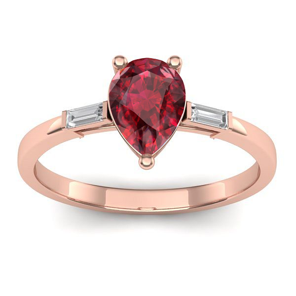 Inel logodna cu rubin lacrima