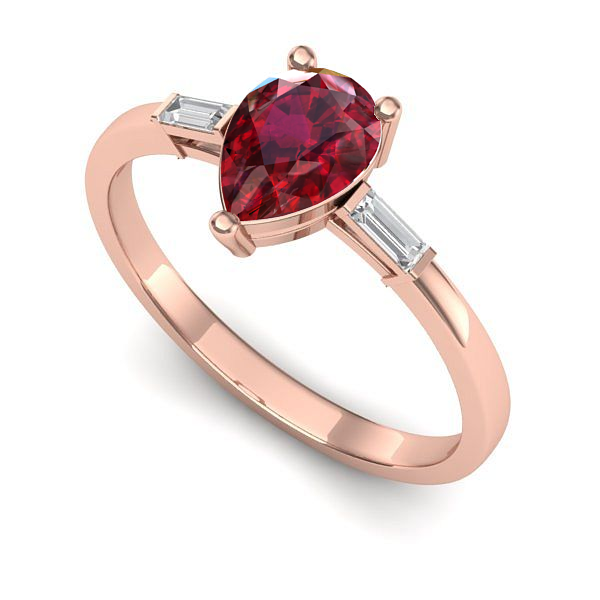 Inel de logodna din aur roz cu rubin