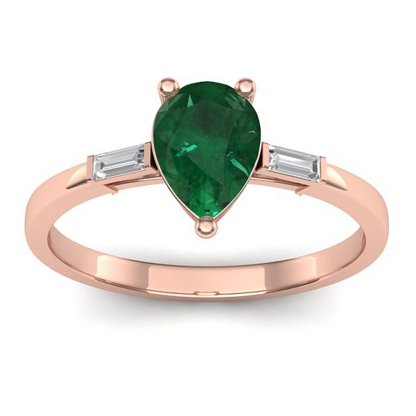 Inel logodna cu smarald lacrima