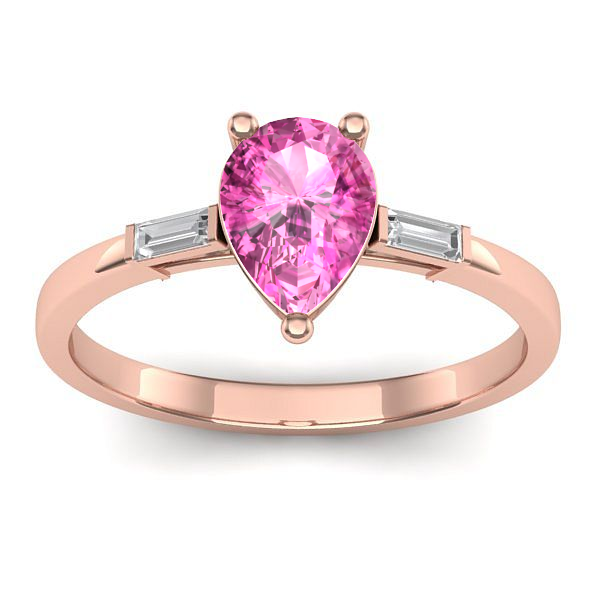 Inel de logodna cu safir roz lacrima