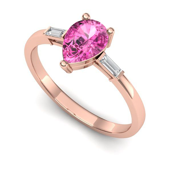 Inel din aur roz cu safir roz