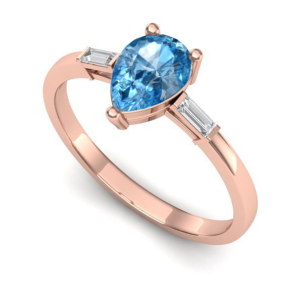 Inel din aur roz cu topaz blue