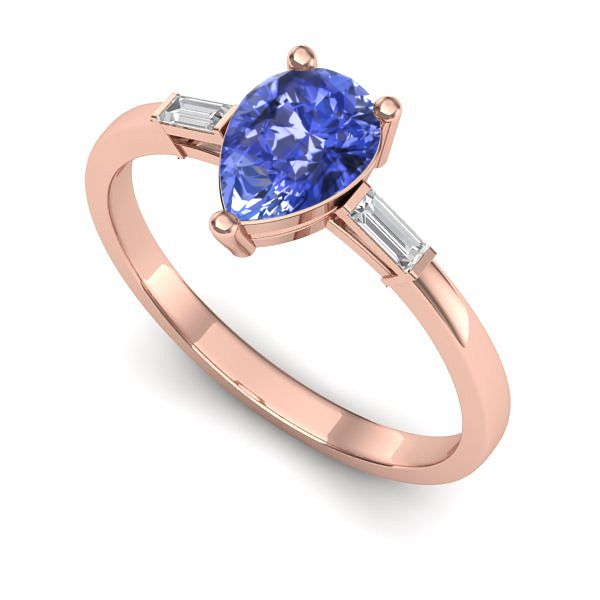 Inel logodna din aur roz cu tanzanit