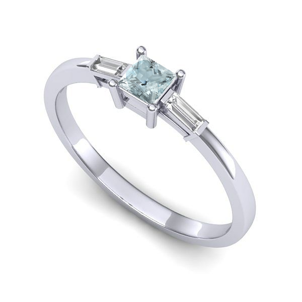 Inel de logodna din aur alb cu aquamarin