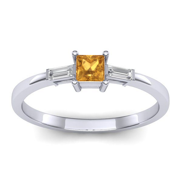 Inel cu citrin patrat