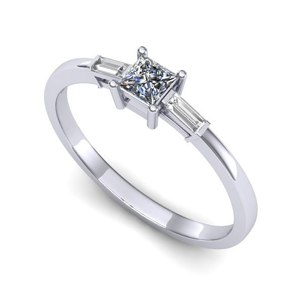 Inel logodna din aur alb cu diamant