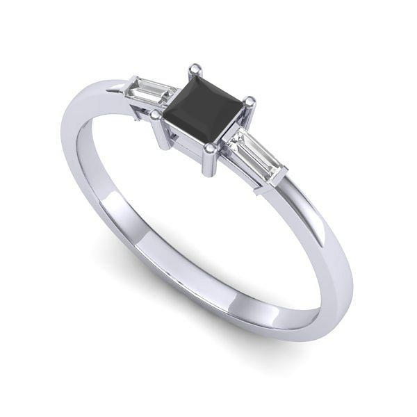 Inel din aur alb cu diamant negru