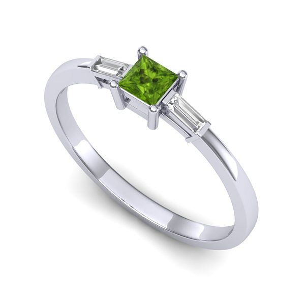 Inel din aur alb cu peridot