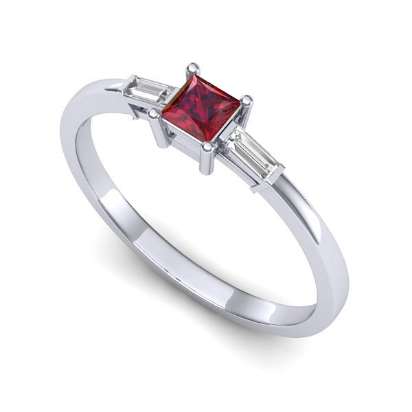 Inel din aur alb cu rubin