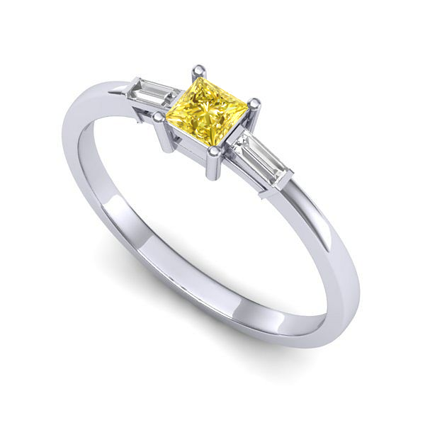 Inel din aur alb cu safir galben