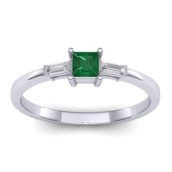 Inel cu smarald patrat