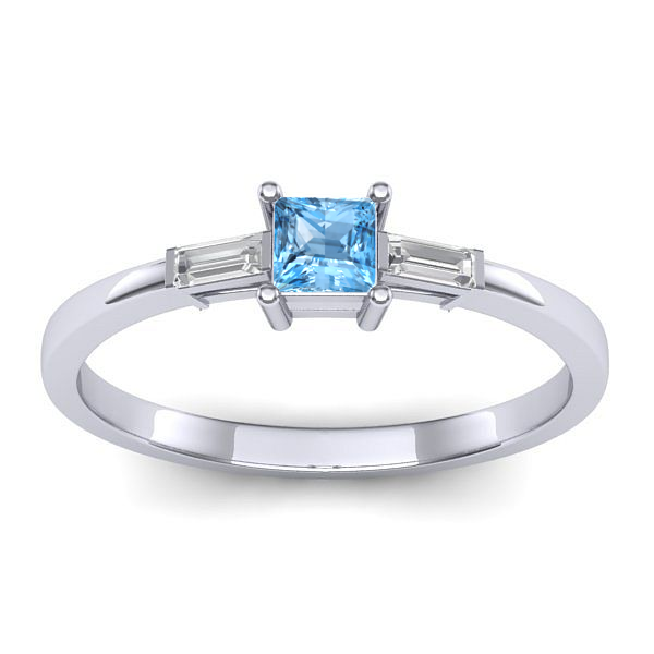Inel cu topaz blue patrat