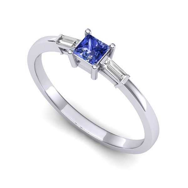 Inel din aur alb cu tanzanit