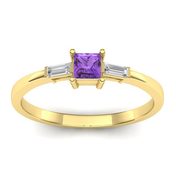 Inel de logodna cu ametist patrat