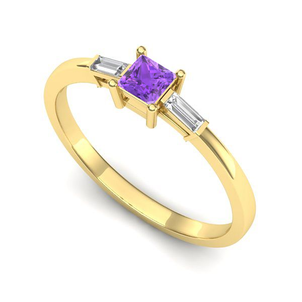 Inel din aur galben cu ametist