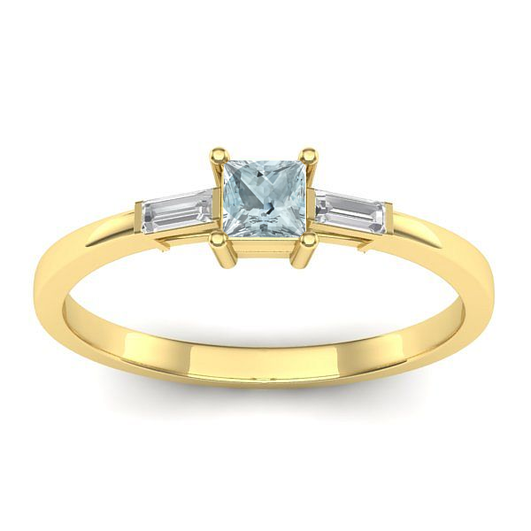 Inel de logodna cu aquamarin patrat