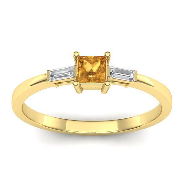 Inel cu citrin patrat